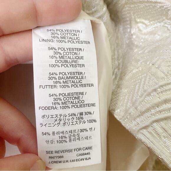 J. Crew | Metallic Jacquard Origami Faux Wrap Mini Skirt Champagne Size 10 - Picture 7 of 7